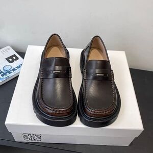 Loewe Dark Brown Leather Penny Loafers